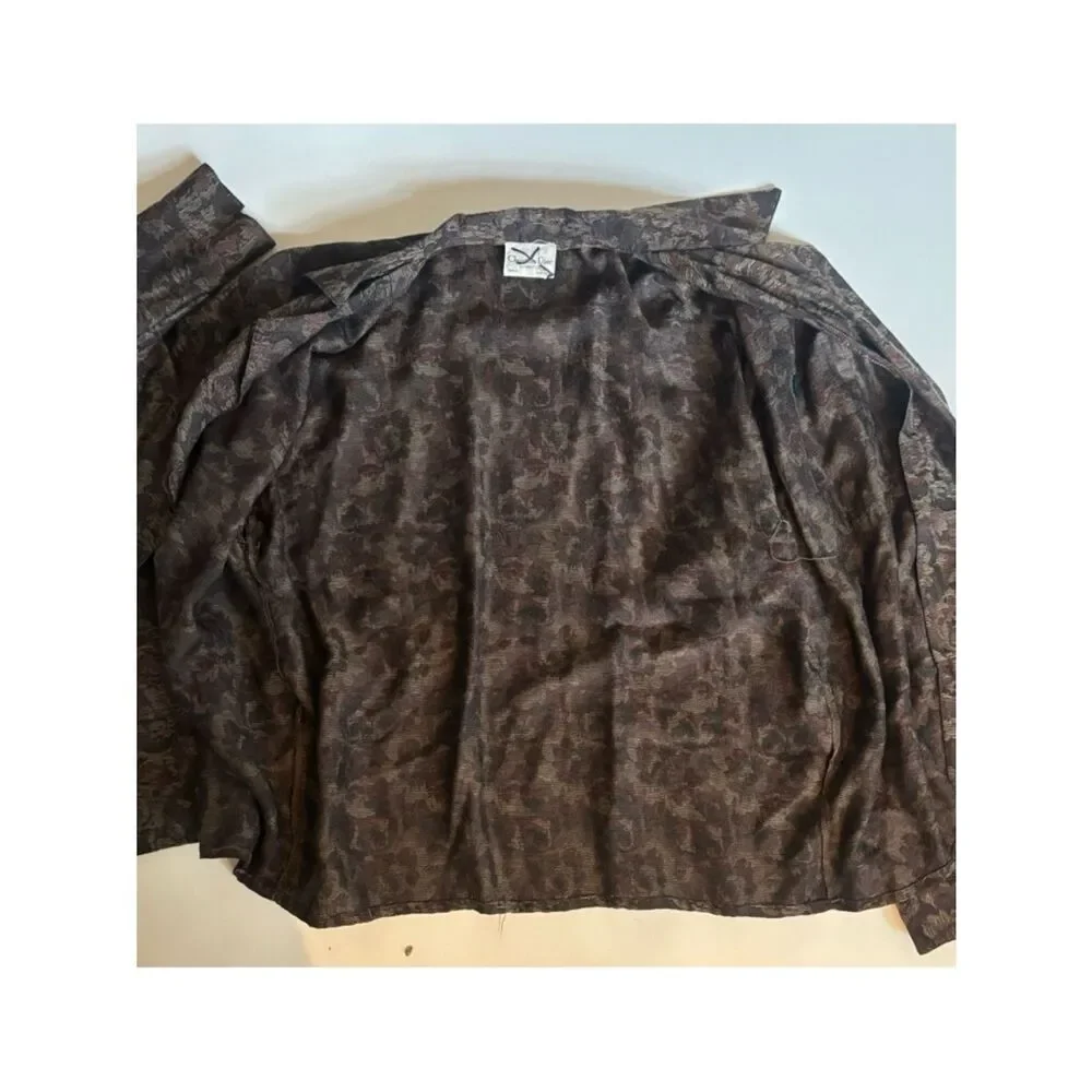 Vintage 70’s Dior Oversized Floral Blazer in Jacquard Brown Size 10